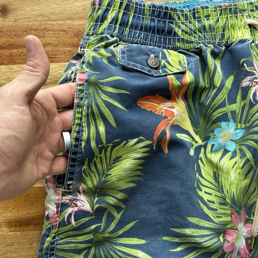 Polo Ralph Lauren Mens Traveler Swim Shorts Tropical Floral Pattern Size Medium